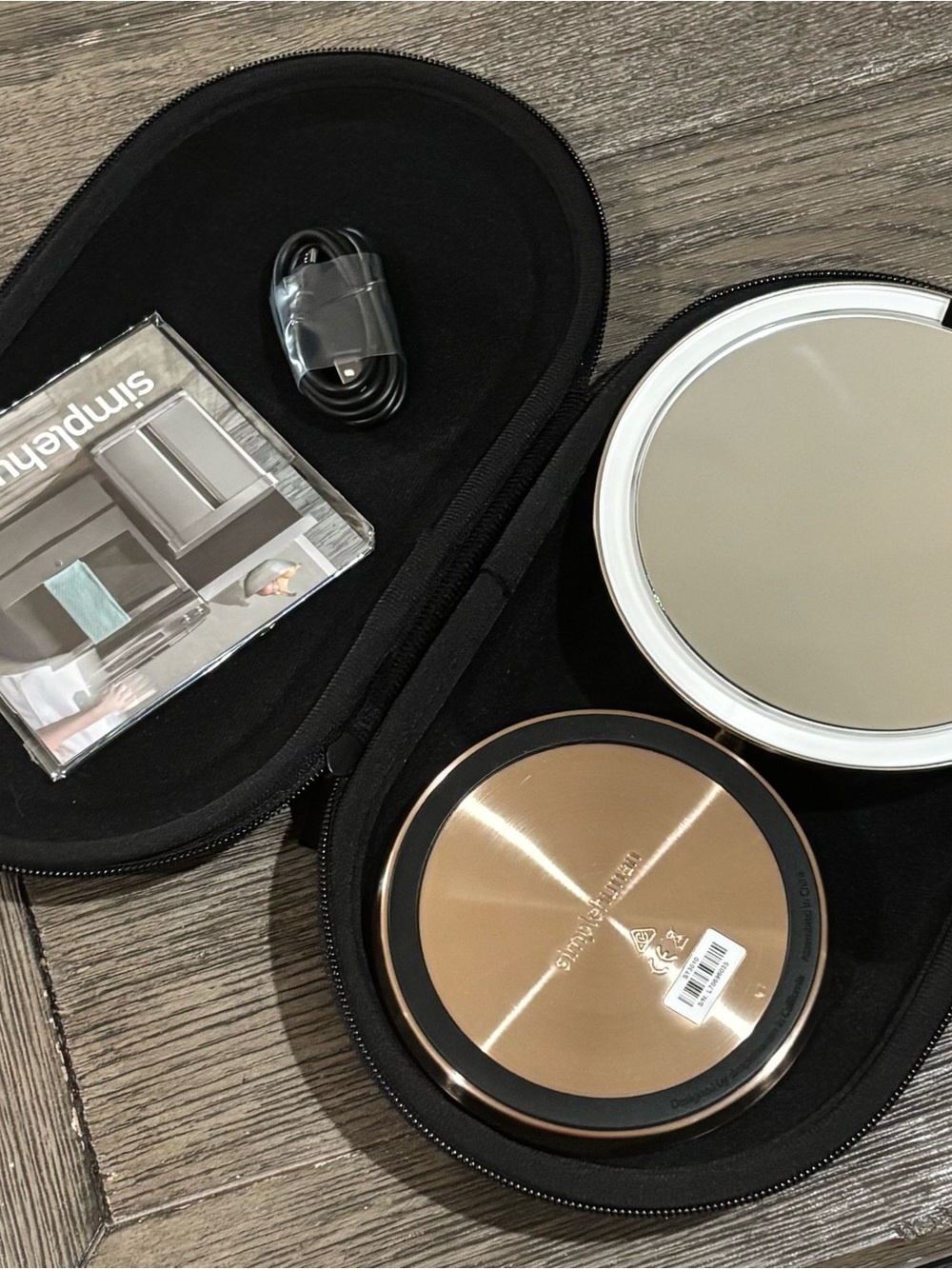 simplehuman 5" Mini Sensor Travel Makeup Mirror Set- 10x Rose Gold ST3010 EUC - Picture 2 of 10